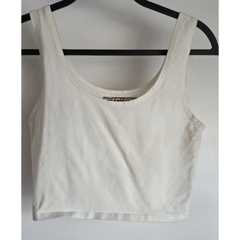 Groceries Apparel Tank Top Women L White Organic Cotton Sleeveless Casual Tee